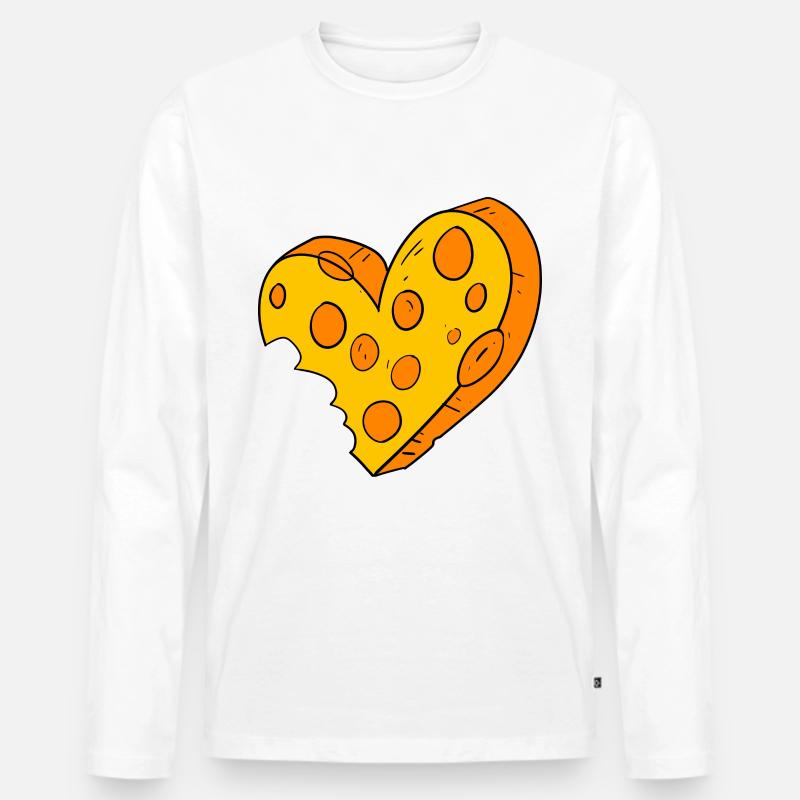 Käse Herz - Männer Premium Bio Langarmshirt - Weiß