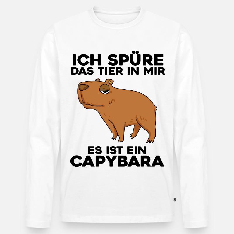 Capybara Wasserschwein - Männer Premium Bio Langarmshirt - Weiß