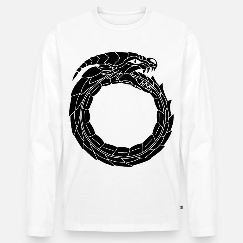 Verschlingender Schwarzer Drache - Männer Premium Bio Langarmshirt - Weiß