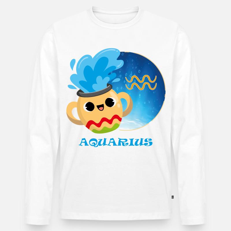 Sternzeichen Wassermann - Männer Premium Bio Langarmshirt - Weiß