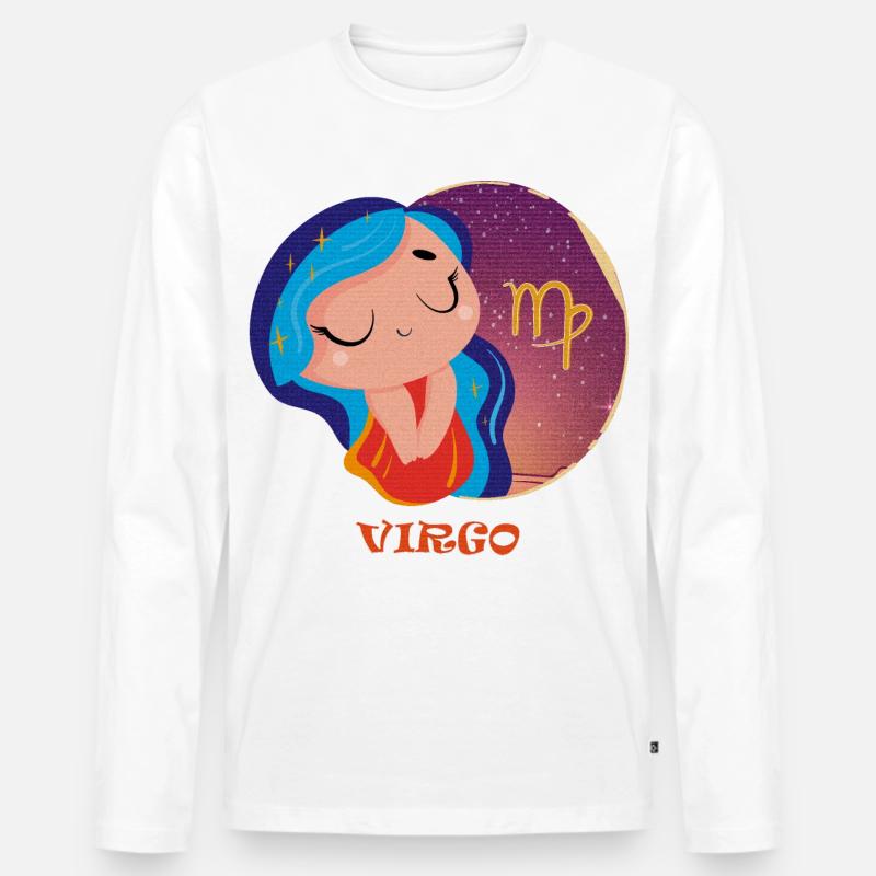 Sternzeichen Jungfrau - Männer Premium Bio Langarmshirt - Weiß