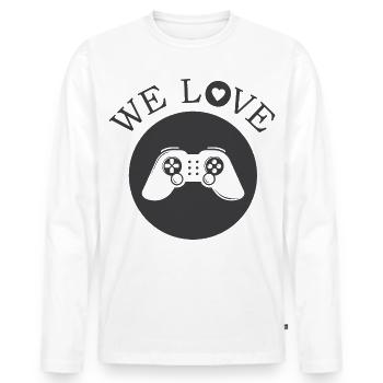 Nous aimons l’icône de l’illustration du joueur de jeu icône du logo - T-shirt manches longues Premium bio Homme - blanc - Devant - Nico (187cm)