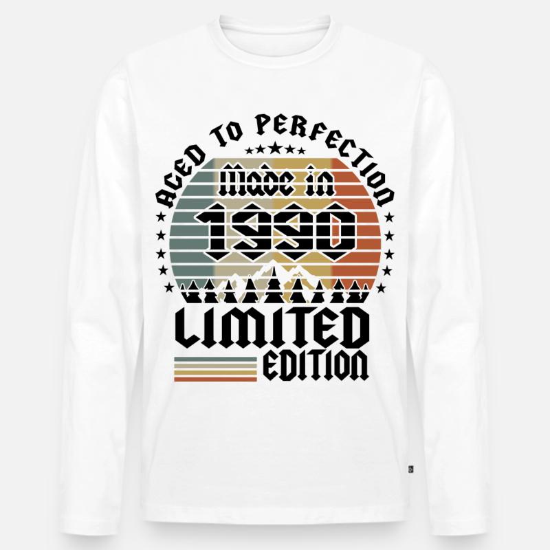 1990 Limited Edition - Männer Premium Bio Langarmshirt - Weiß