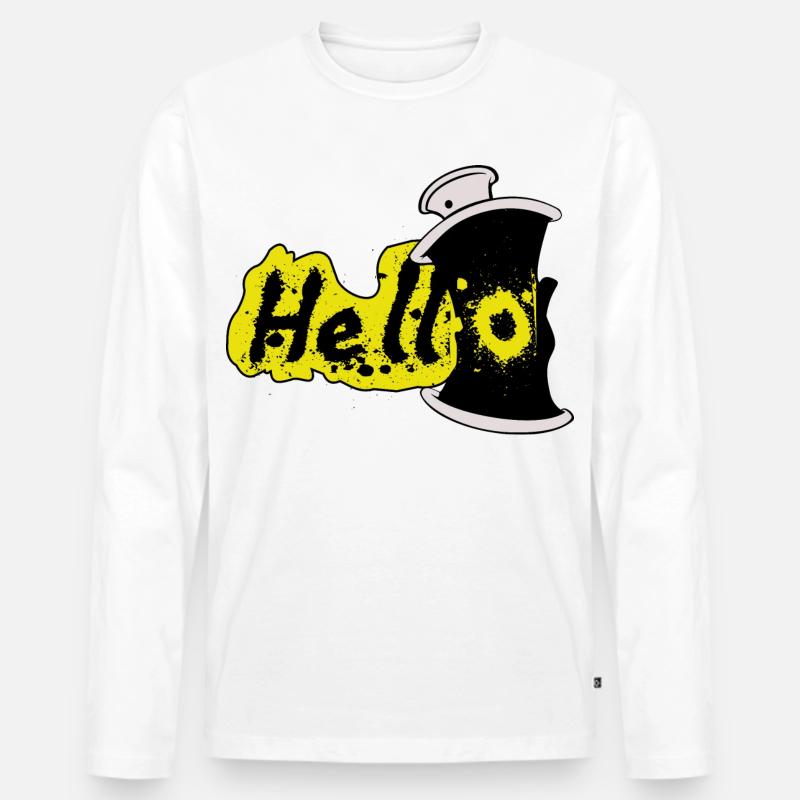 Hallo Spray Effekt - Männer Premium Bio Langarmshirt - Weiß
