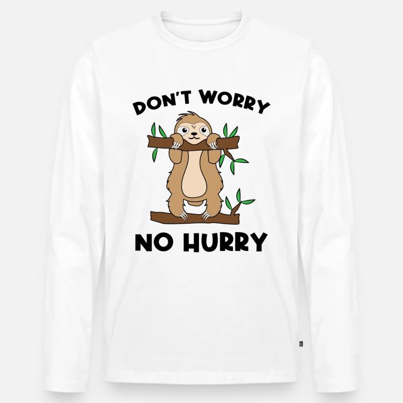 Tier Dschungel Statement Faultier Relax Urwald - Männer Premium Bio Langarmshirt - Weiß