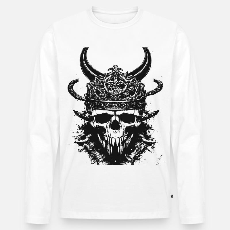 Wikinger Schädel Valhalla Viking - Männer Premium Bio Langarmshirt - Weiß