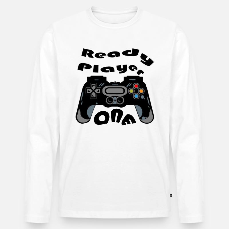 Retro-Controller Silhouette - Männer Premium Bio Langarmshirt - Weiß