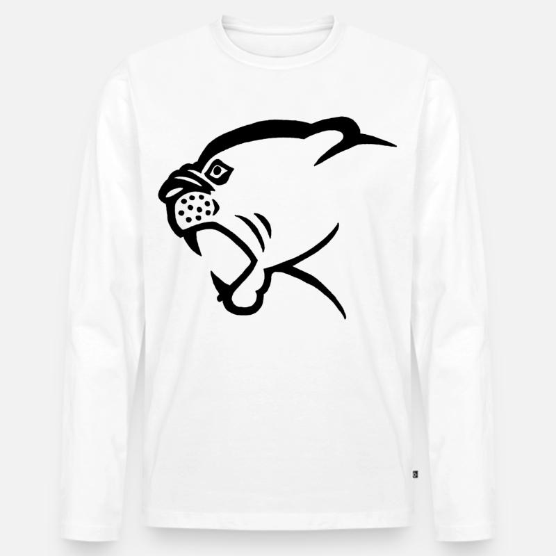 Schwarzer Pantherkopf - Männer Premium Bio Langarmshirt - Weiß