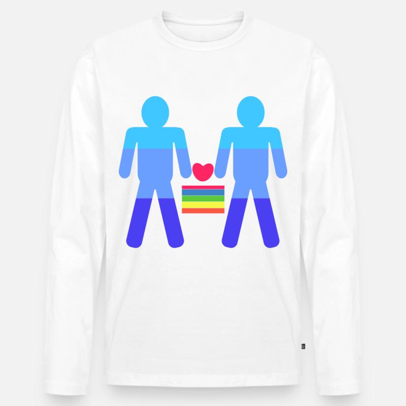 Herz Lgbt Gleichgeschlechtliche Ehe Regenbogen - Männer Premium Bio Langarmshirt - Weiß