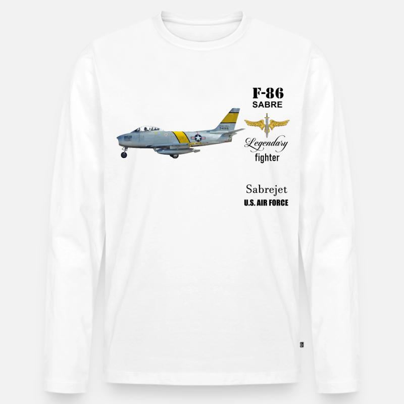 F-86 Sabre - Männer Premium Bio Langarmshirt - Weiß