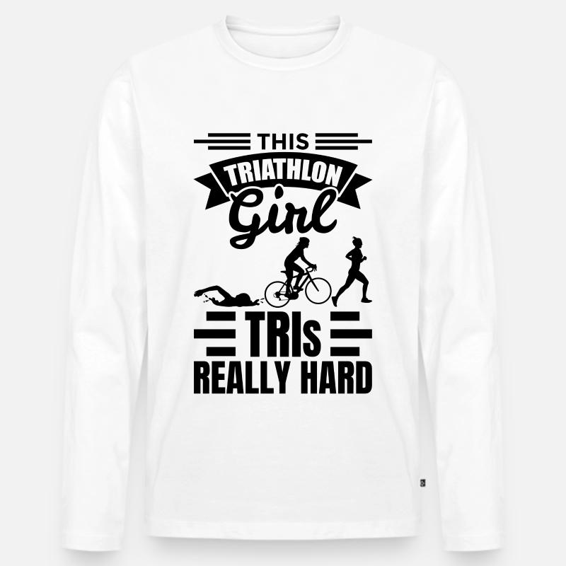 Triathlet Mädchen - Männer Premium Bio Langarmshirt - Weiß