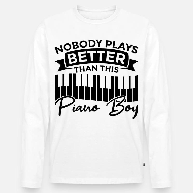 Klavierjunge - Männer Premium Bio Langarmshirt - Weiß