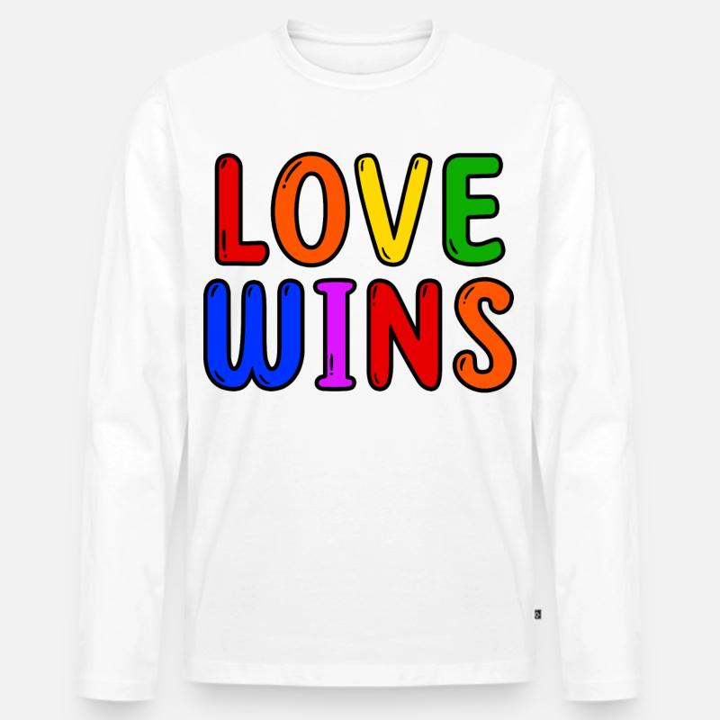 Lgbt Liebe Statement Regenbogen Schwul Lesbisch - Männer Premium Bio Langarmshirt - Weiß
