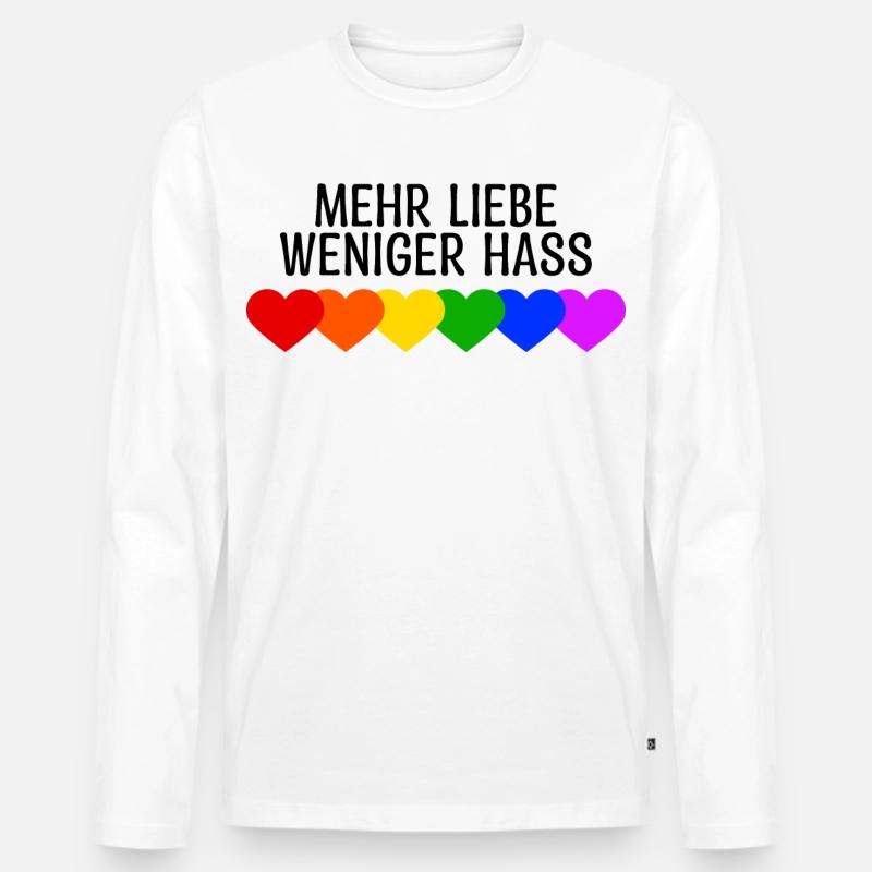 Regenbogen Herz Lgbt Bisexuell Statement - Männer Premium Bio Langarmshirt - Weiß