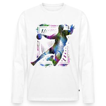 Handball Spieler - Handballer - Retro Ballsport - Männer Premium Bio Langarmshirt - Weiß - Vorne - Nico (187cm)