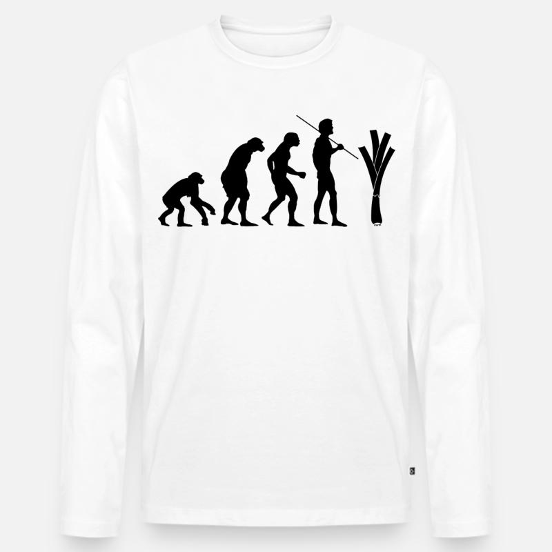 Evolution des Lauchs - Männer Premium Bio Langarmshirt - Weiß
