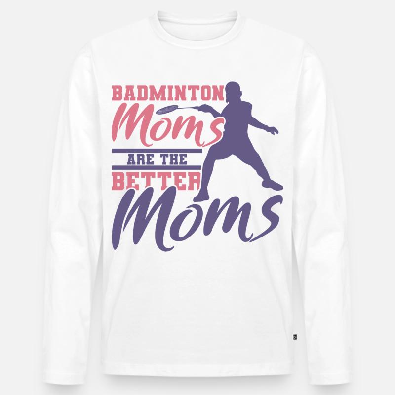 Lustige Badminton Mutter - Männer Premium Bio Langarmshirt - Weiß