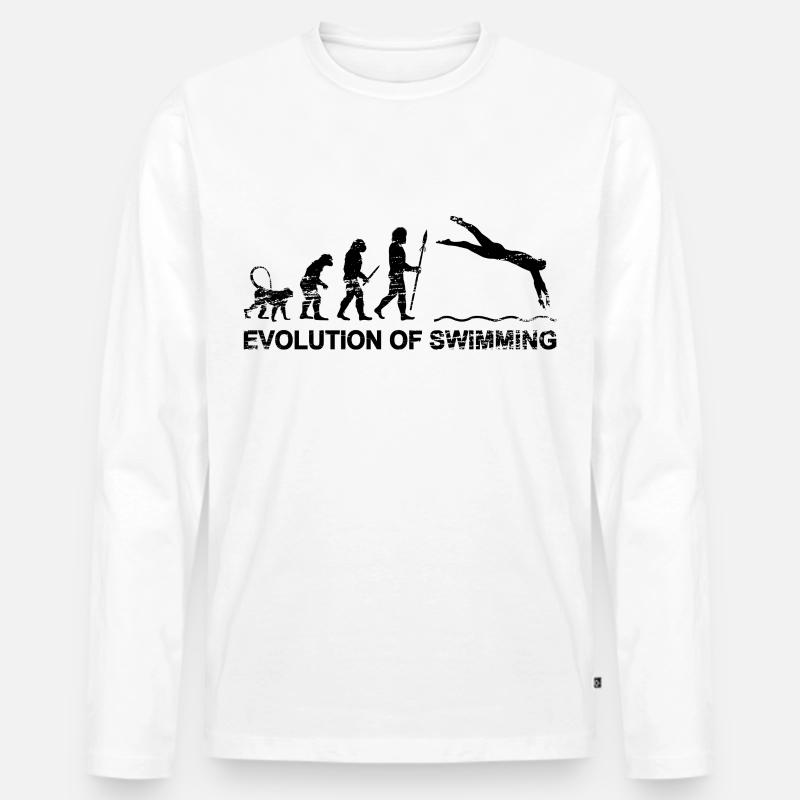 Schwimmer Evolution - Männer Premium Bio Langarmshirt - Weiß