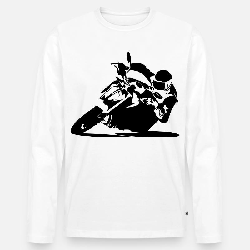 BikerinSchräglage - Männer Premium Bio Langarmshirt - Weiß