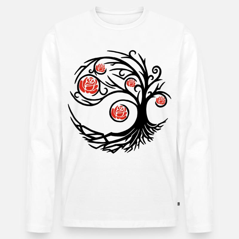 Seltsame schwarze Rose - Männer Premium Bio Langarmshirt - Weiß