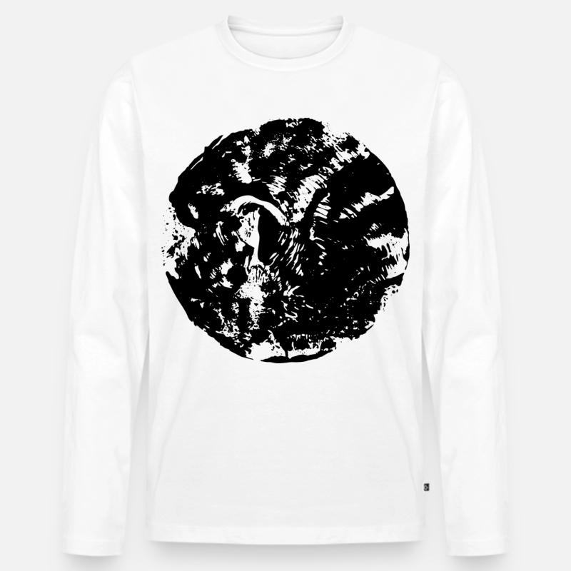 Schwarzer Kreis | Mond - Männer Premium Bio Langarmshirt - Weiß