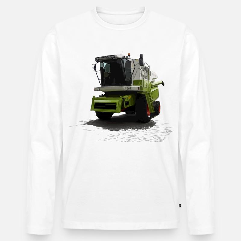 Mähdrescher Mega 360 - Männer Premium Bio Langarmshirt - Weiß
