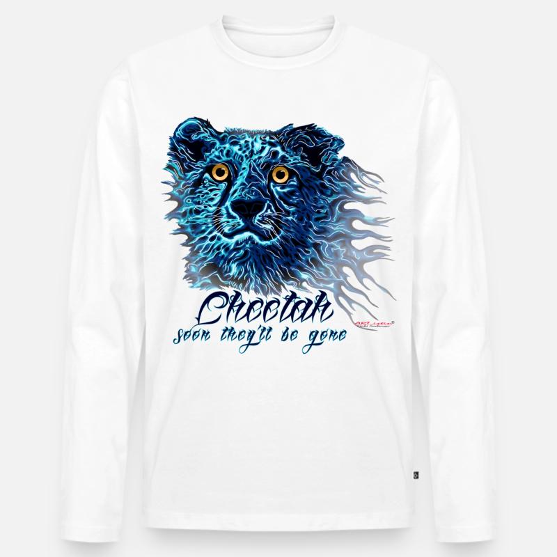 Neongepard Blaulichtflammen - Männer Premium Bio Langarmshirt - Weiß