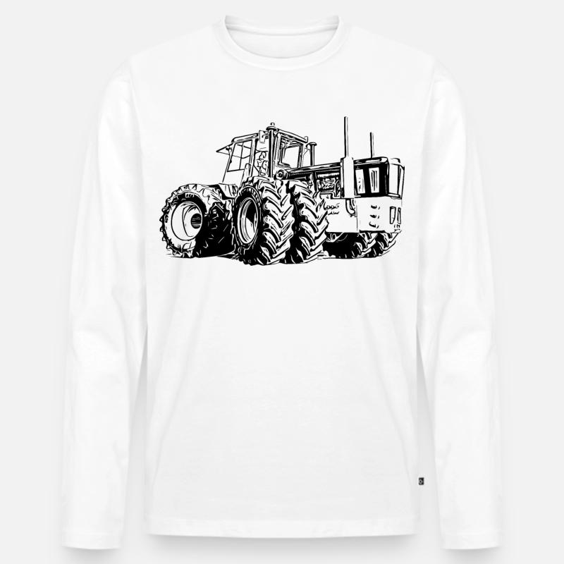 Traktor Gigant - Männer Premium Bio Langarmshirt - Weiß