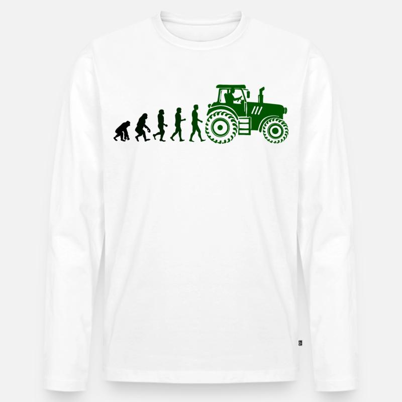 Nutzfahrzeug Landwirt Evolution Fahrzeug Traktor - Männer Premium Bio Langarmshirt - Weiß