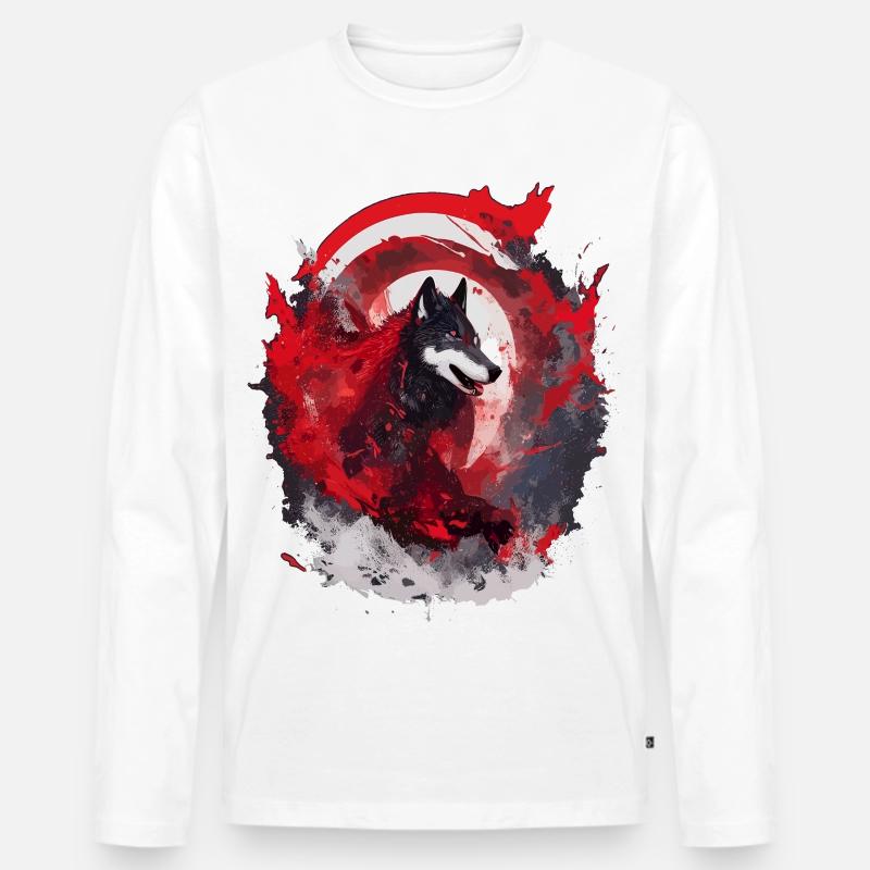Wolfsblut Japan Wolfs Kunst - Männer Premium Bio Langarmshirt - Weiß