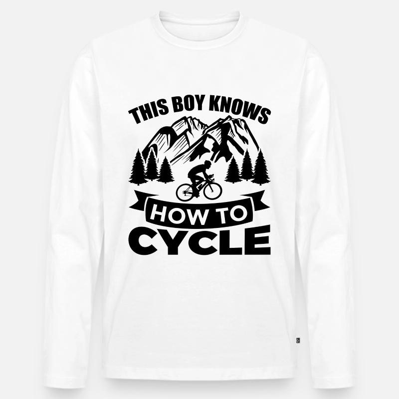 Radfahrer Junge - Männer Premium Bio Langarmshirt - Weiß