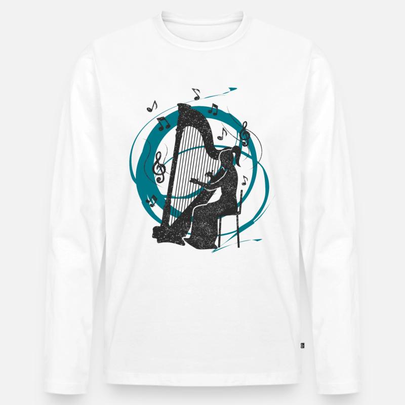 Harfenklänge - Männer Premium Bio Langarmshirt - Weiß