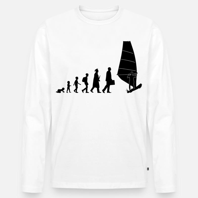 Entwicklung des Windsurfens - Männer Premium Bio Langarmshirt - Weiß