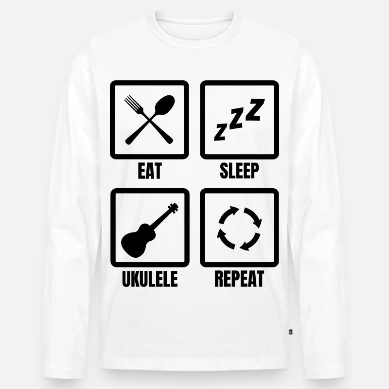 Ukulele Spieler Routine - Männer Premium Bio Langarmshirt - Weiß