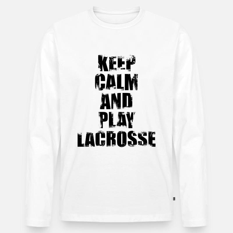 Keep Calm And Play Lacrosse - Männer Premium Bio Langarmshirt - Weiß