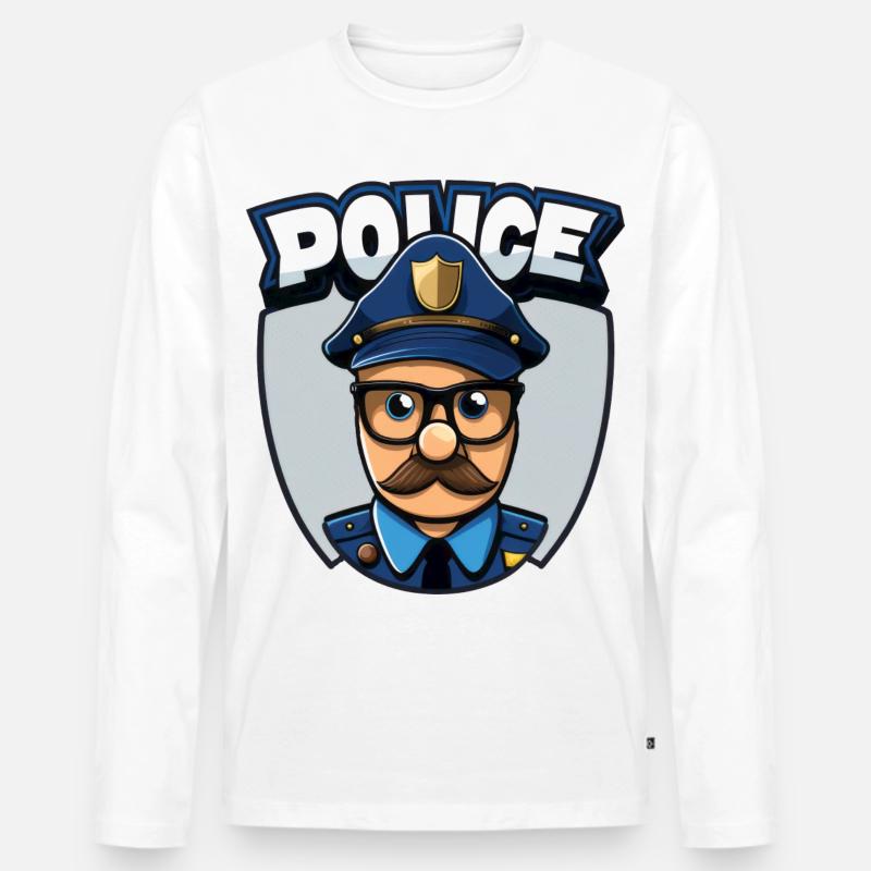 Polizist Polizei - Männer Premium Bio Langarmshirt - Weiß