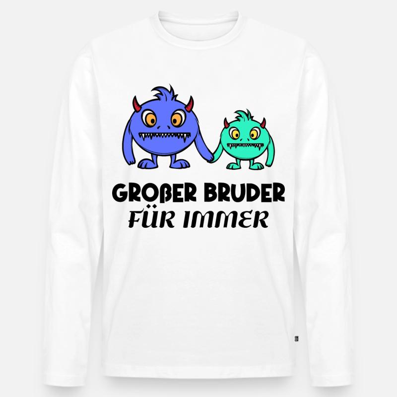 Großer Bruder Geschwisterliebe Statement Bro - Männer Premium Bio Langarmshirt - Weiß