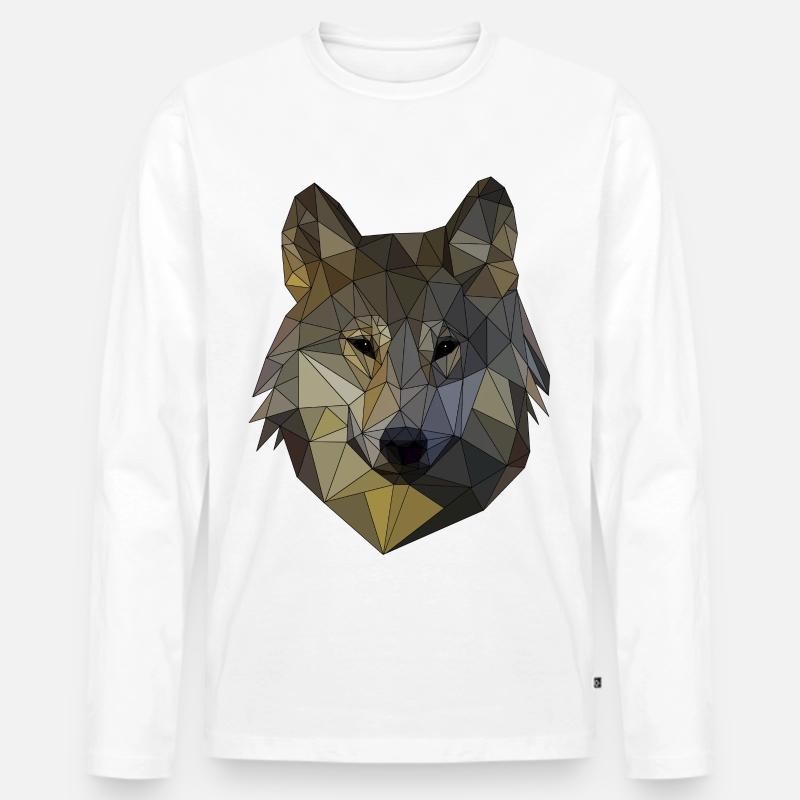 Polygon Wolf Triangular Mosaic Shapes Polyart - Men's Premium Organic Long Sleeve Shirt - white