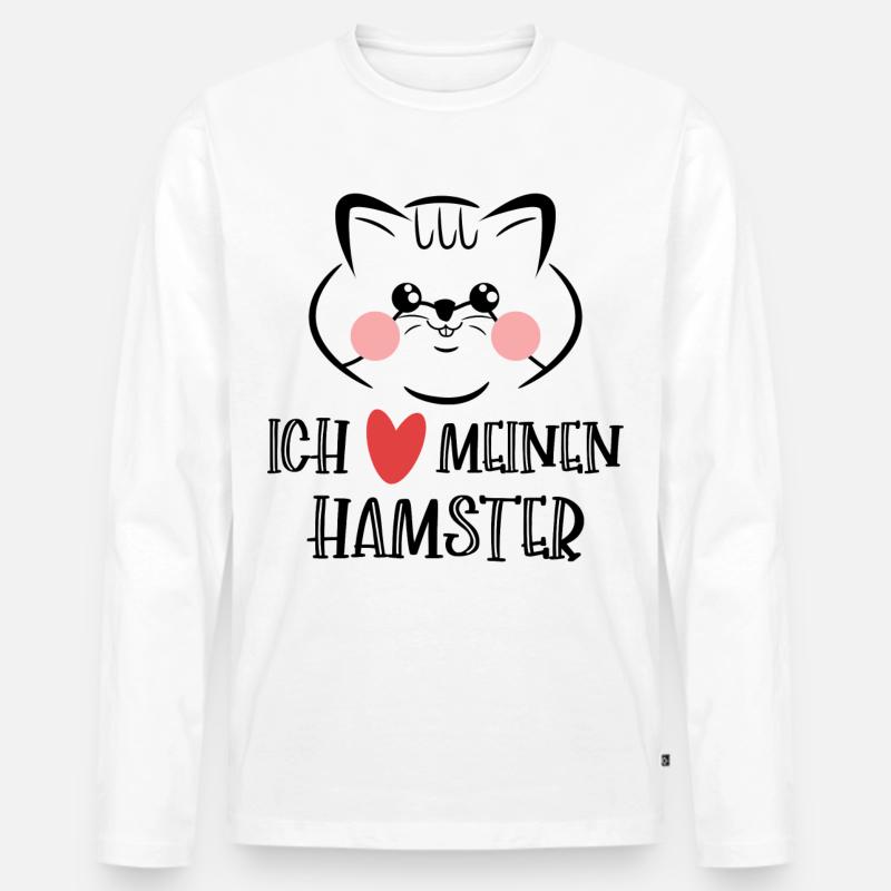 Hamster Herz Statement Lieblingstier Haustiere - Männer Premium Bio Langarmshirt - Weiß