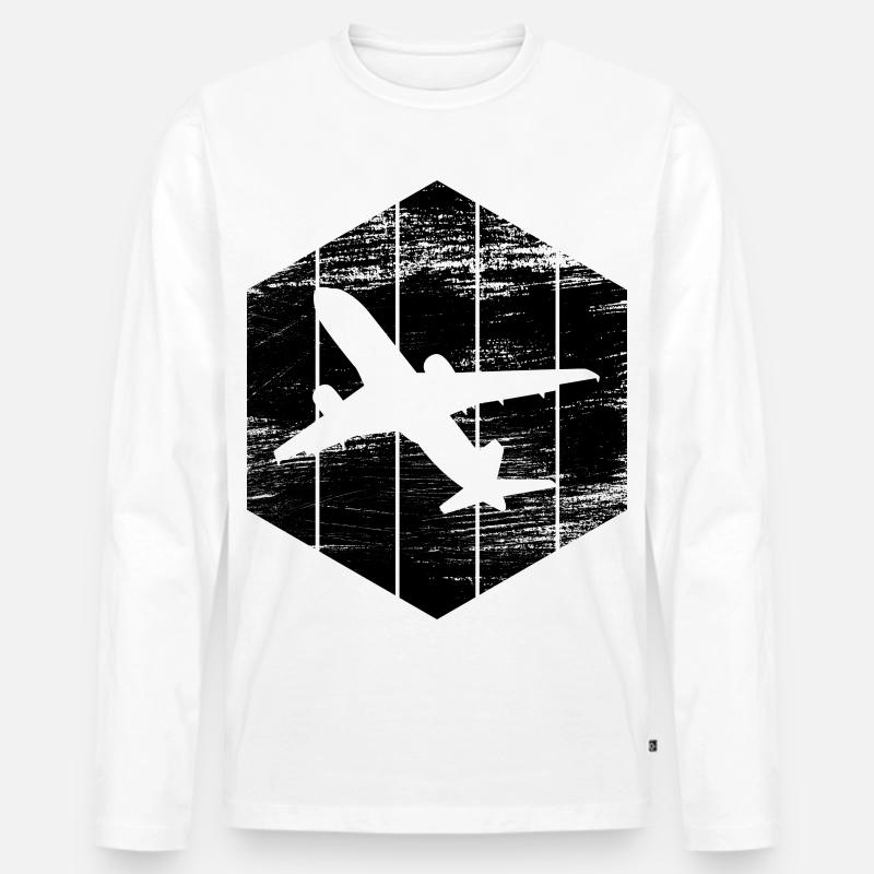Jetflugzeug Skizze - Männer Premium Bio Langarmshirt - Weiß