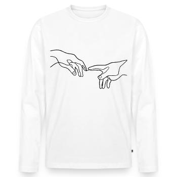 La création des mains d’Adam - T-shirt manches longues Premium bio Homme - blanc - Devant - Nico (187cm)