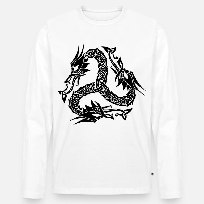 Keltische Schwarze Hydra - Männer Premium Bio Langarmshirt - Weiß
