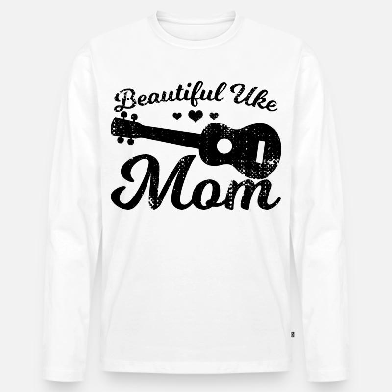 Schöne Ukulele Mama - Männer Premium Bio Langarmshirt - Weiß