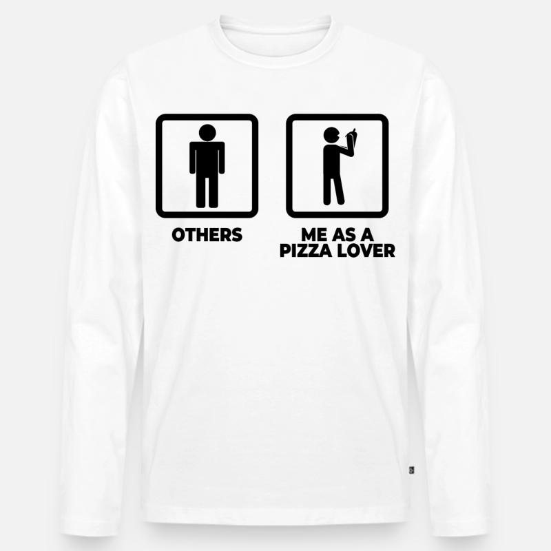 Pizza Strichfiguren - Männer Premium Bio Langarmshirt - Weiß