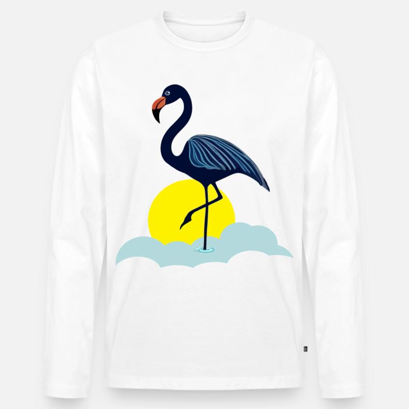 Blauer Flamingo - Männer Premium Bio Langarmshirt - Weiß