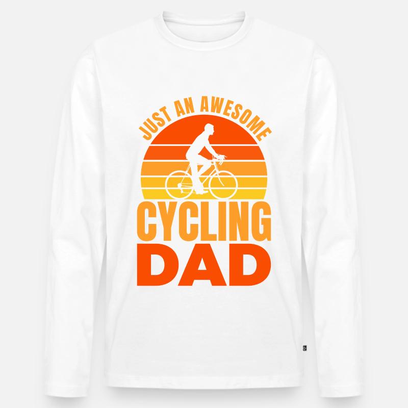 Radfahrer Papa - Männer Premium Bio Langarmshirt - Weiß