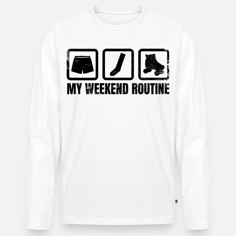 Rollschuhläufer Wochenende - Männer Premium Bio Langarmshirt - Weiß