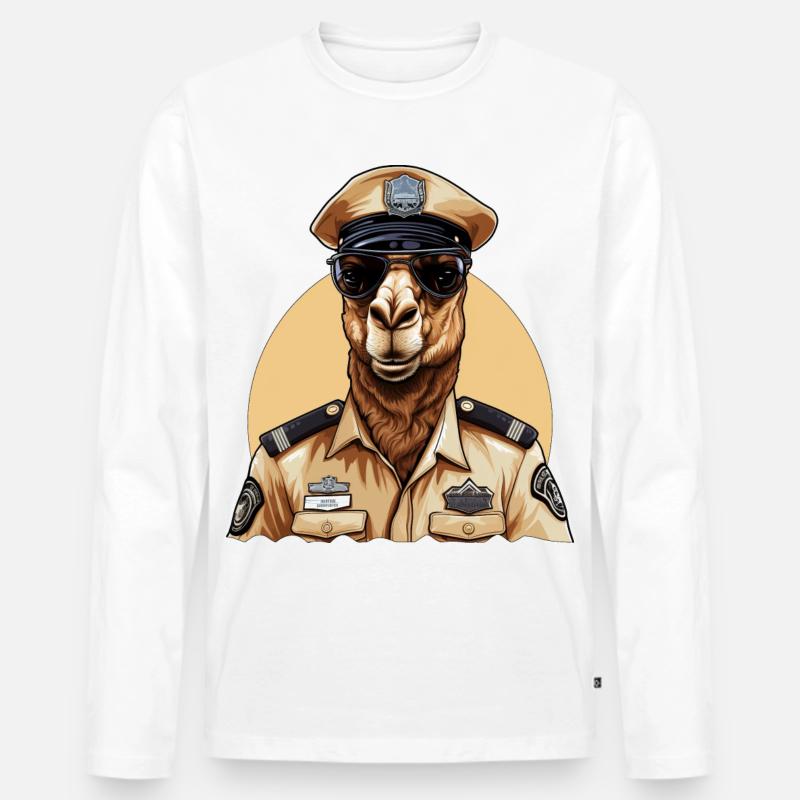 Kamel Polizist - Männer Premium Bio Langarmshirt - Weiß