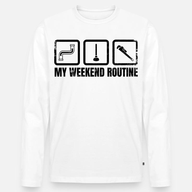 Meine Wochenendroutine - Männer Premium Bio Langarmshirt - Weiß