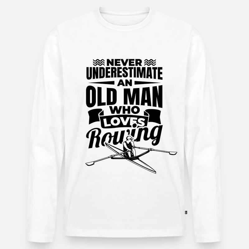Ruderer Opa - Männer Premium Bio Langarmshirt - Weiß